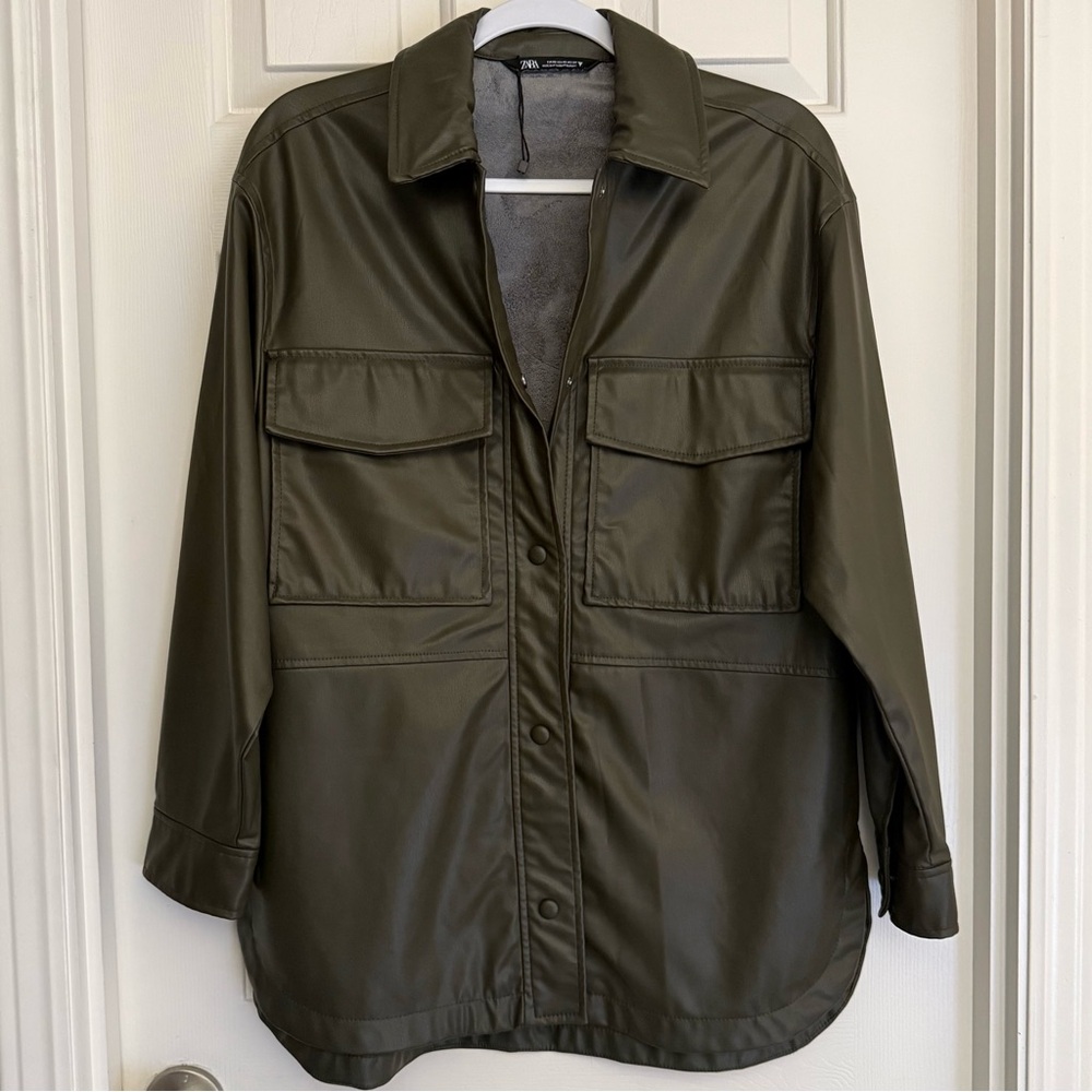 Zara Black Faux Leather Shacket - XS (NWOT)